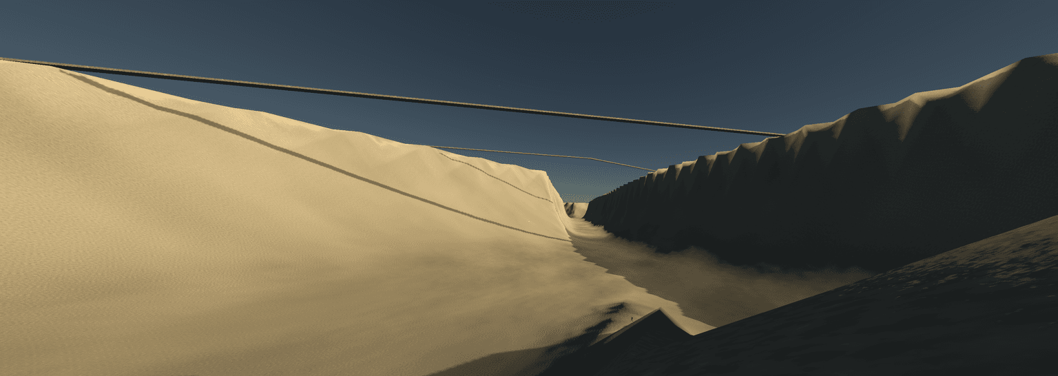 A canyon on a planet's surface